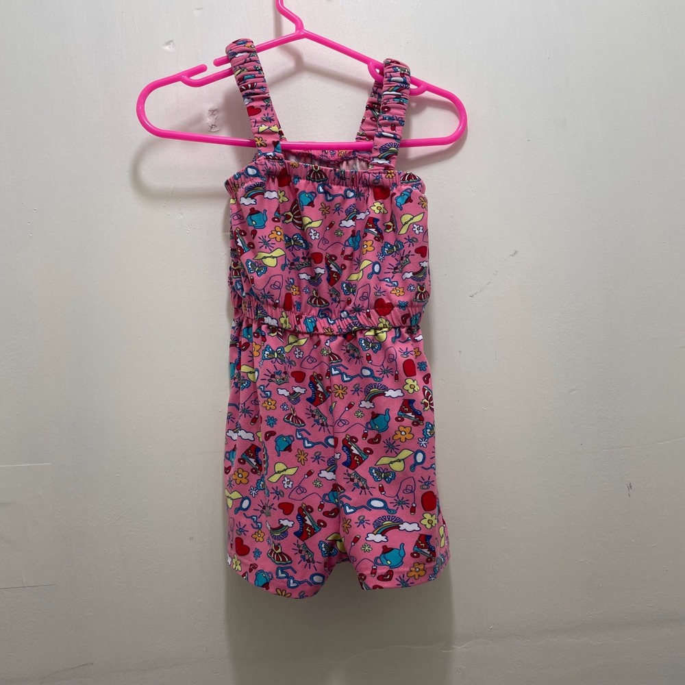 Kidgets Baby Girl Pink Roller Skate Rainbow Print Romper 18M Sleeveless Sunsuit‎